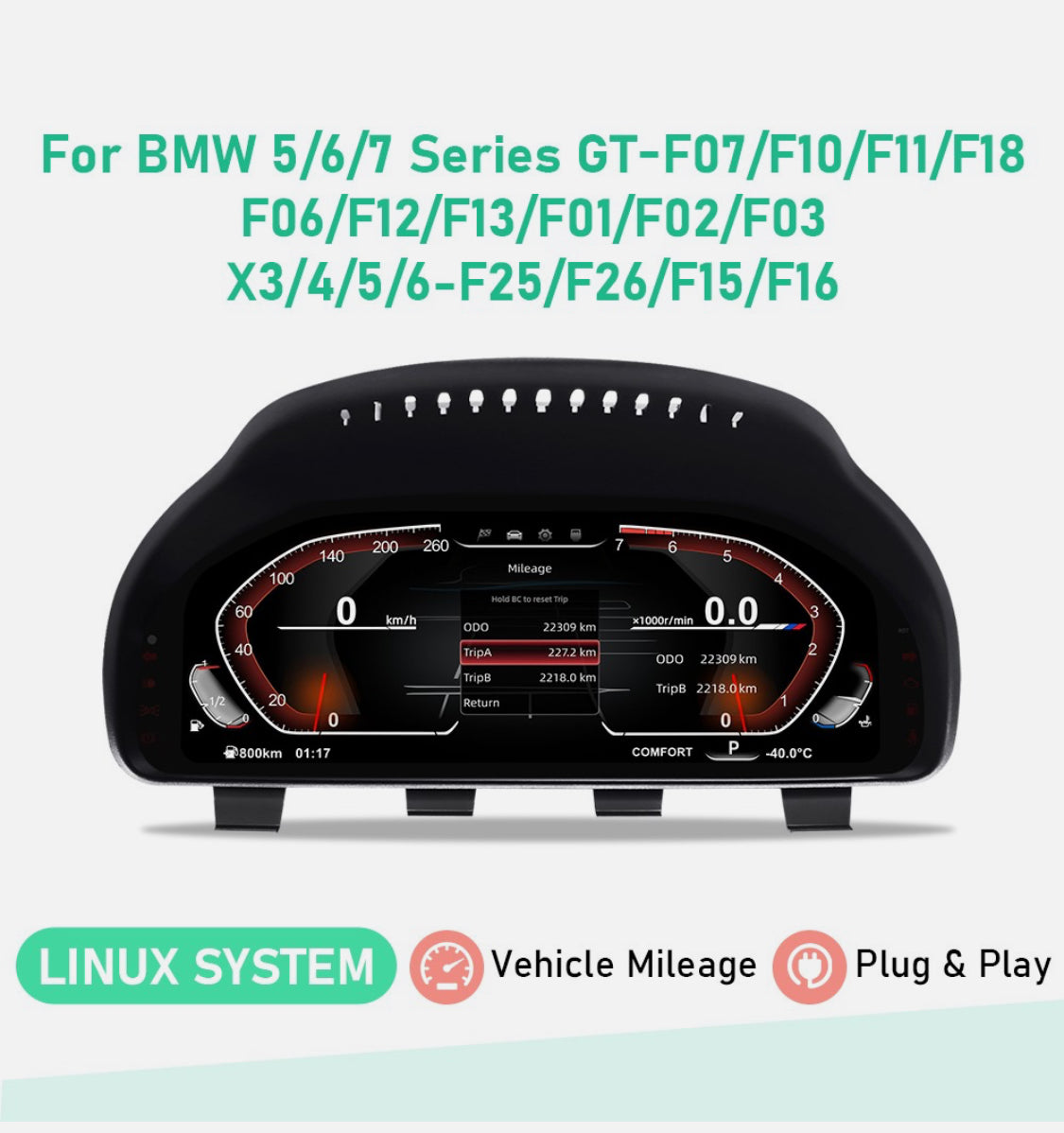 Digital Cluster TPMS Speedometer LCD Upgrade For BMW F07 F10 F11 F06 F12 F01 F02